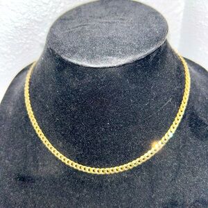 Flat Curb Link 18” Chain Necklace (5mm) in Gold-plated Sterling Silver. New.